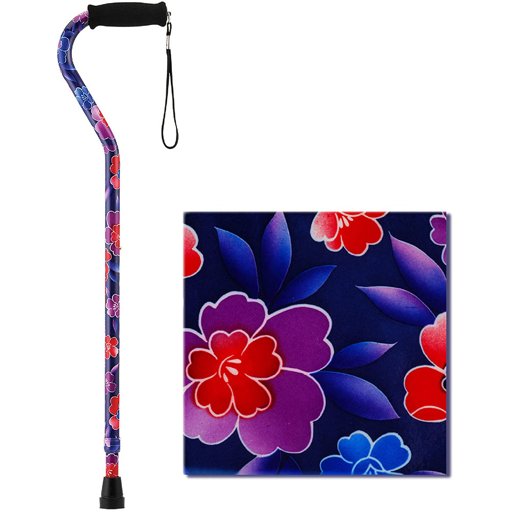 Offset Cane with Strap, Maui Flowers