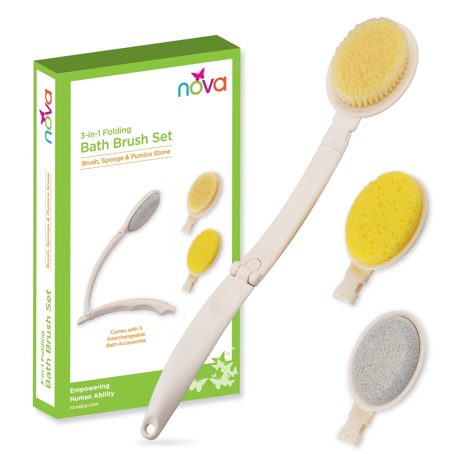 Foldable 3-in-1 Bath Brush Set
