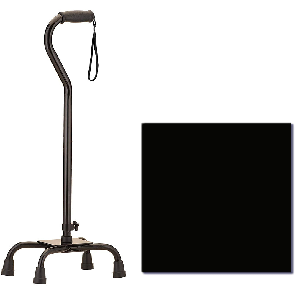 Bariatric Quad Cane Large Base With Offset Handle - Black