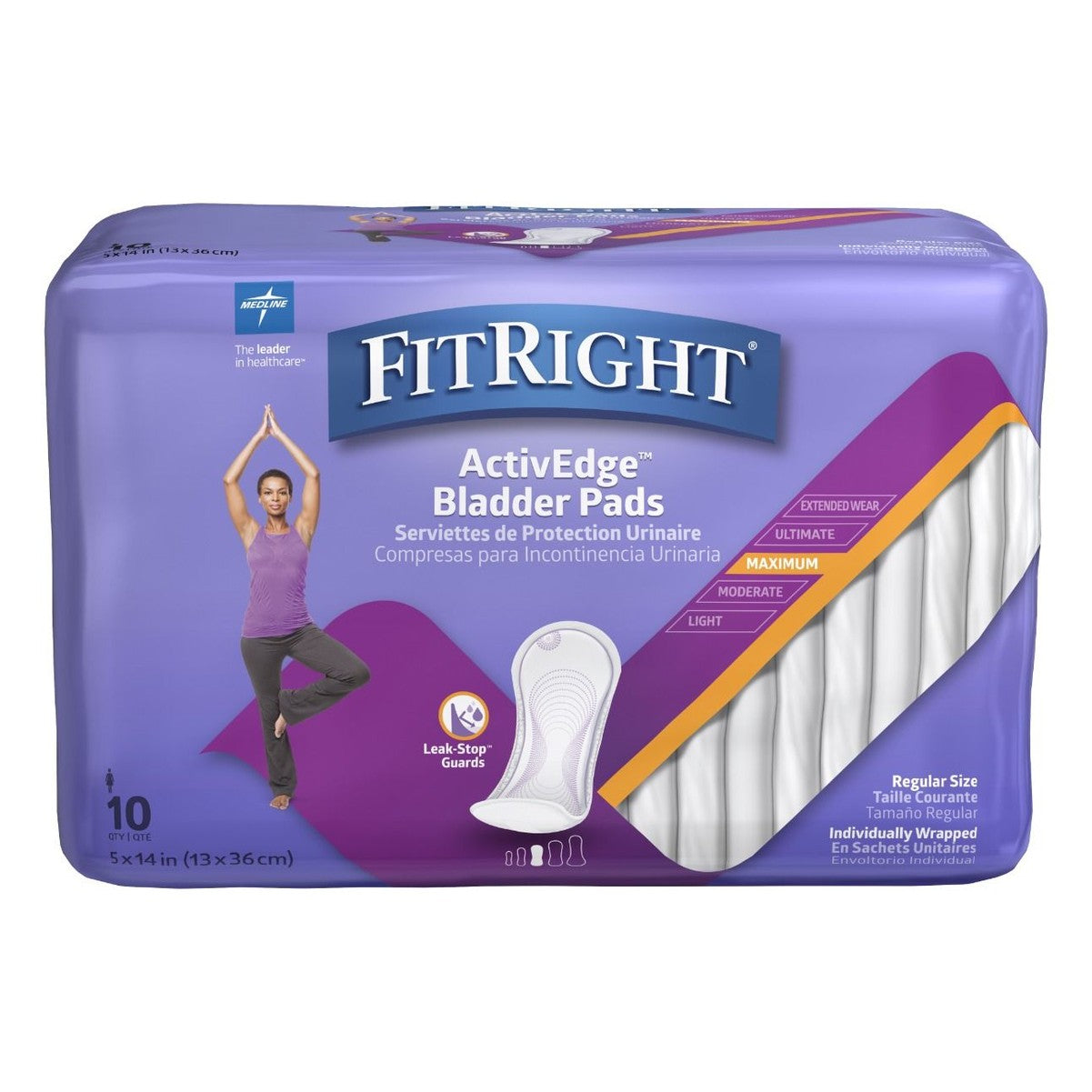 FitRight ActivEdge Bladder Control Pad, Maximum, 5" x 14"