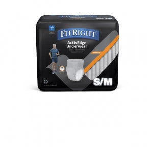 FitRight ActiveEdgeUltra Incontinence Underwear for Men, Size S/M, For Waist Size 28"-40"
