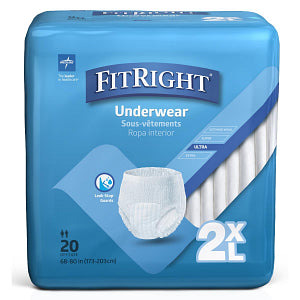 FitRight Heavy Absorbency Protective Underwear, Size 2XL, 68"-80" Waist