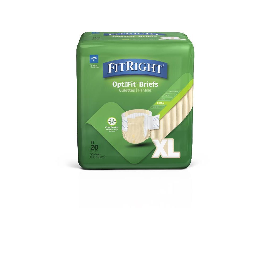 FitRight Extra Cloth-Like Adult Incontinence Briefs, Size XL, 56" to 64" Waist