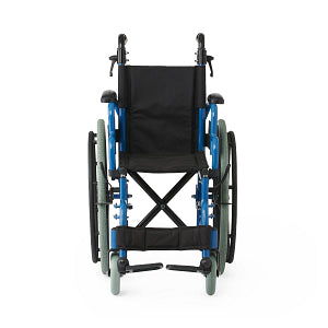 Kidz Pediatric Wheelchair, Nylon Upholstery, Swing-Away Footrests, and Telescoping Handles, Blue, 14"W
