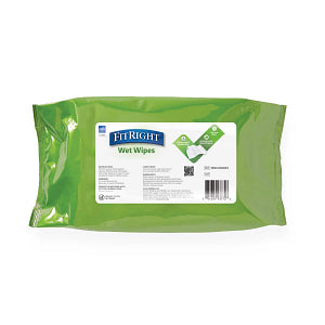 FitRight Aloe Scented Wet Wipes, 8" x 10", Flip Top Lid, 100/Pack