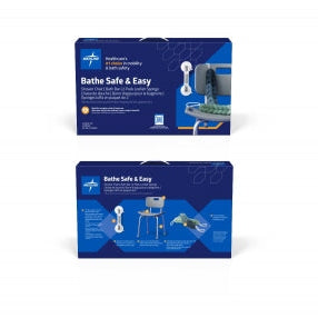 Bathe Safe and Easy Kit with Shower Chair with Back, Suction Grab Bar and Loofah 2-Pack