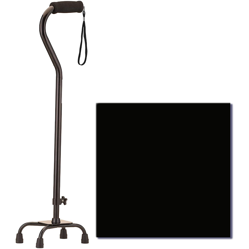 Quad Cane Small Base With Offset, Black