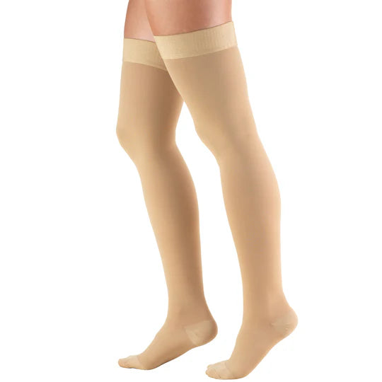 Thigh High Compression Stockings 20-30 mmHg Closed Toe, Beige