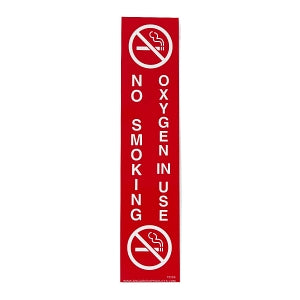 Health Safety Sign, No Smoking Oxygen In Use, Self Adhesive, 2" W x 9" H