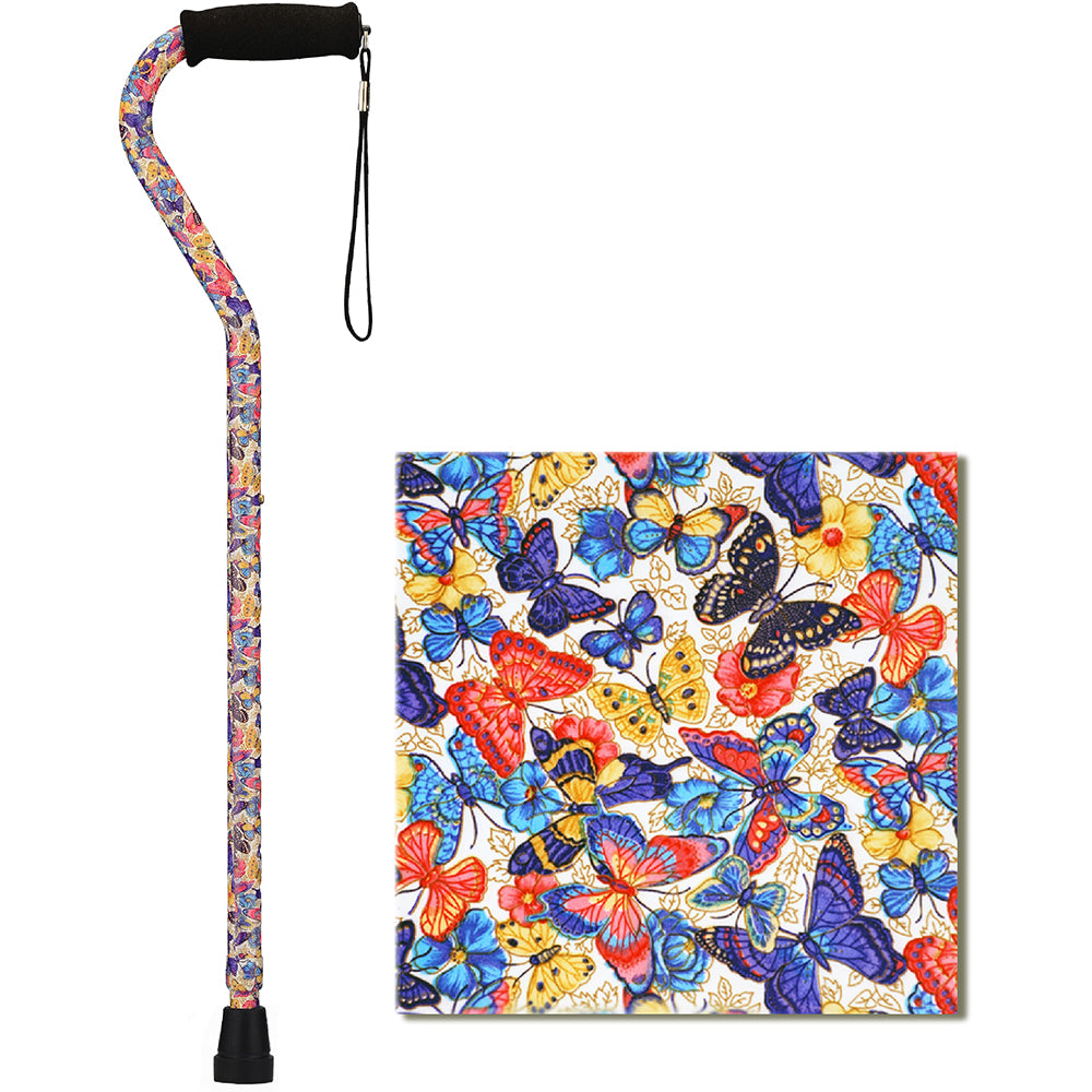 Offset Cane with Strap, Butterfly Symphony