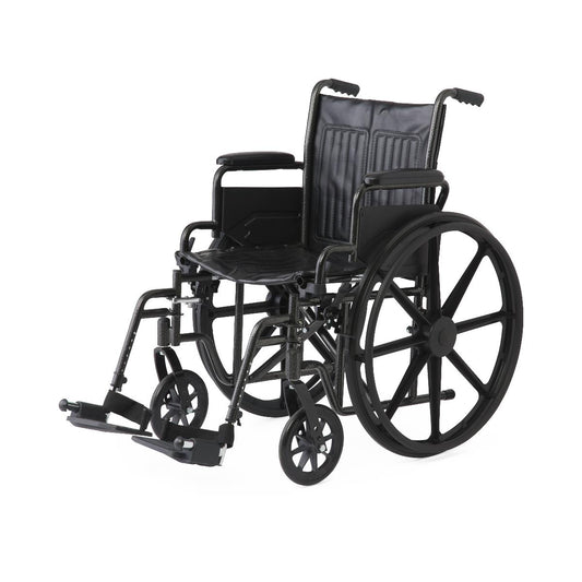 20" Wide K1 Basic Nylon Wheelchair with Swing-Back Desk-Length Arms and Swing-Away Footrests