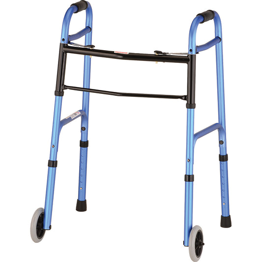 Folding Walker With 5 Inch Wheels - Blue
