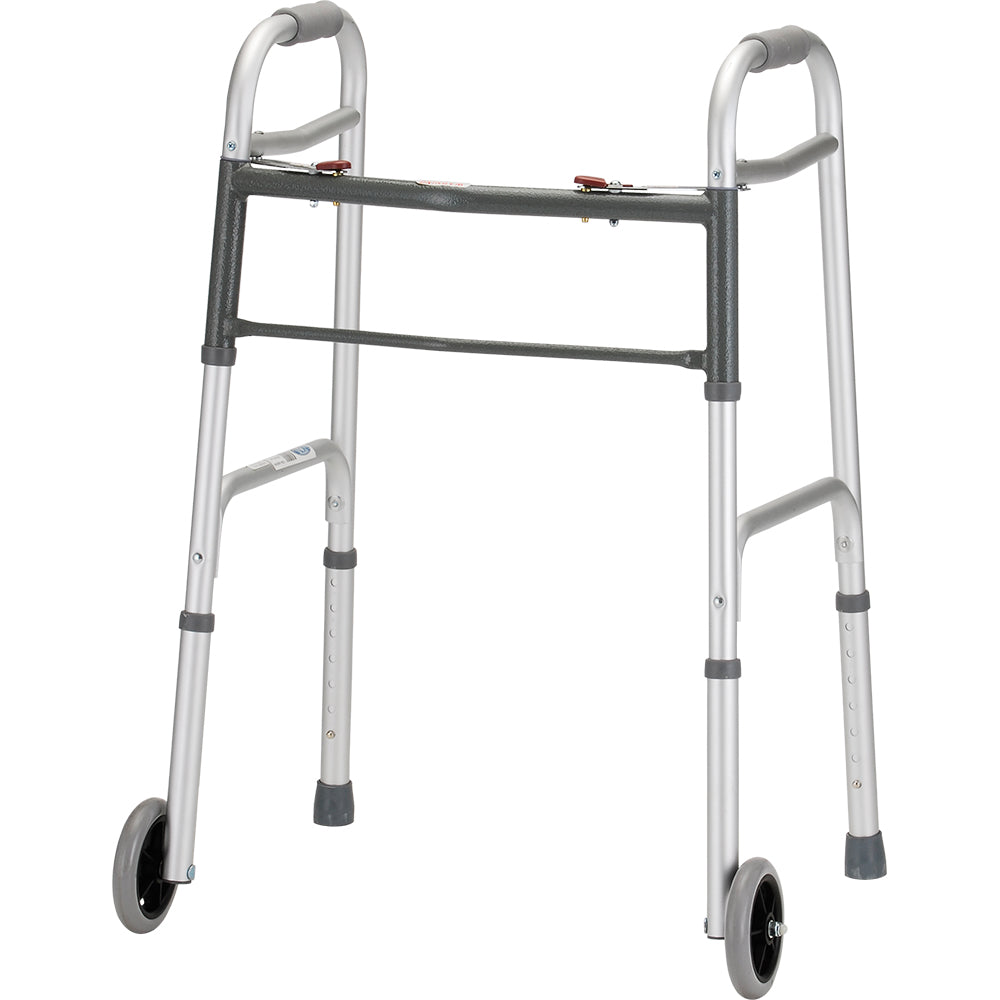 Folding Walker With 5 Inch Wheels 2 Button Standard