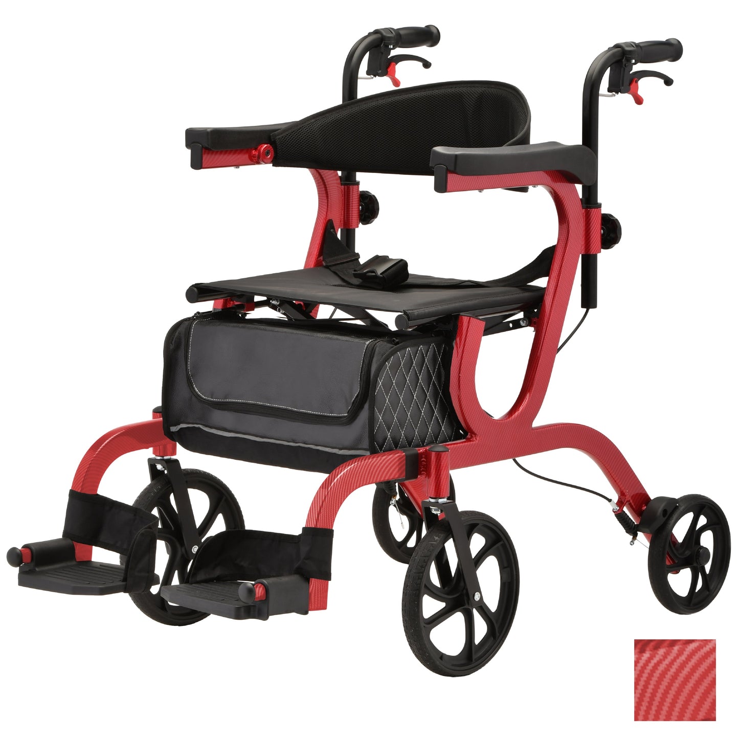 Gemini 2-in-1 Rollator Transport Chair Red