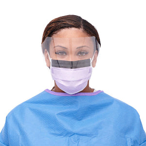 ASTM Level 3 Procedure Face Mask with Eye Shield and Ear Loops, Anti-Fog Foam, Anti-Glare Strip, Purple