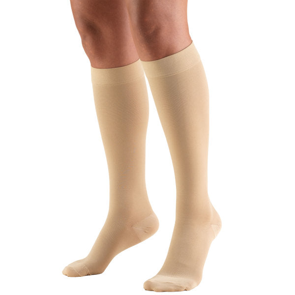 Below Knee Compression Stockings 15-20 mmHg Closed Toe, Beige