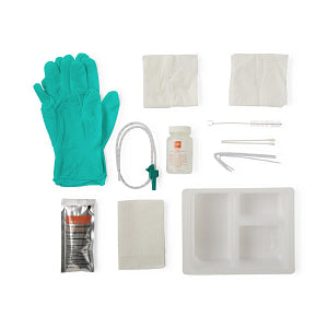 Trach Tray, 14Fr Catheter, Saline, Pipe Cleaner