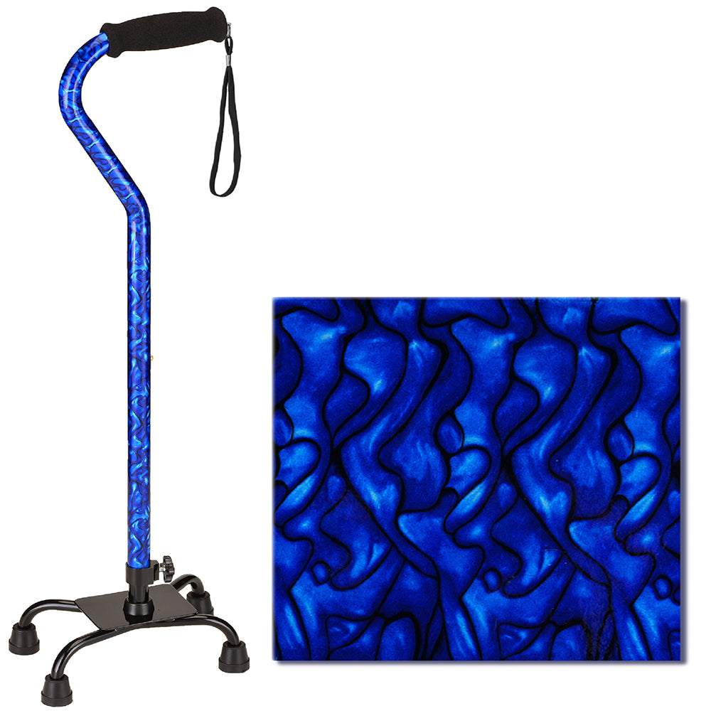 Euro Quad Cane Small Base, Blue Waves