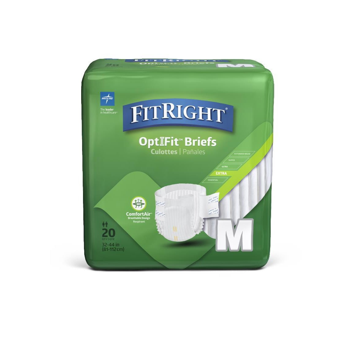 FitRight Extra Cloth-Like Adult Incontinence Briefs, Size M, 32" to 44" Waist