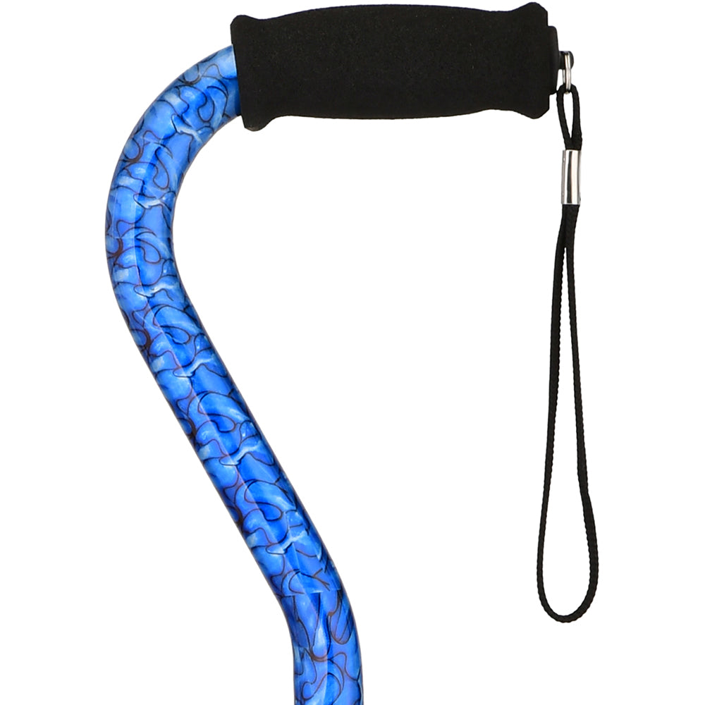 Heavy Duty Tall Offset Cane, Blue Waves