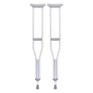 Medline Standard Aluminum Push-Button Crutches, Adult, 300 lb. Capacity