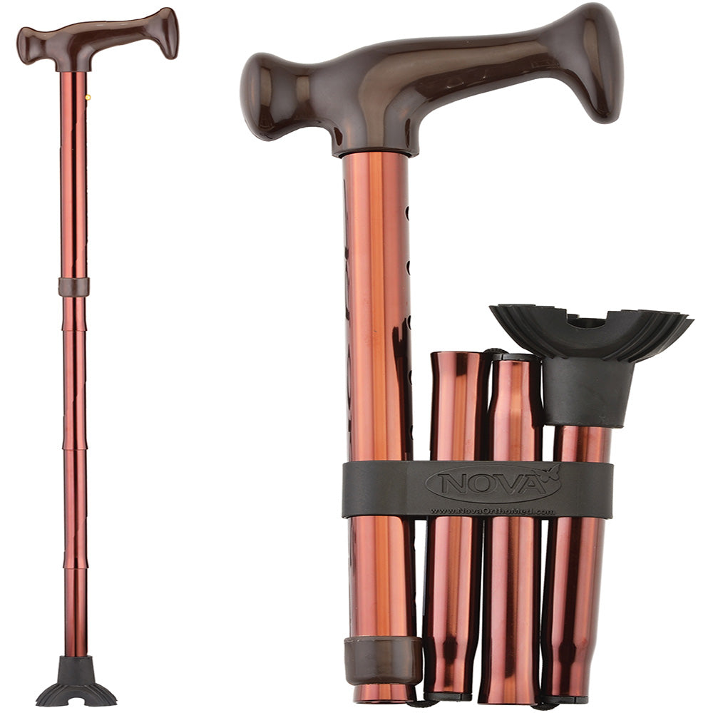 Folding Cane with Mini Quad Tip, Bronze