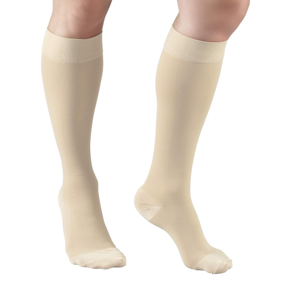 Microfiber Below Knee Compression Stockings 20-30 mmHg, Beige